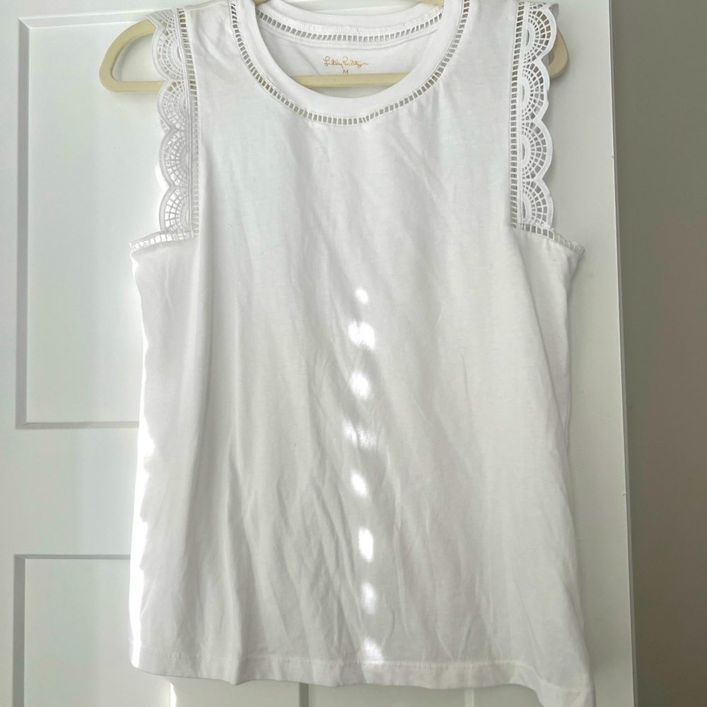 Lilly Pulitzer White Scallop Top